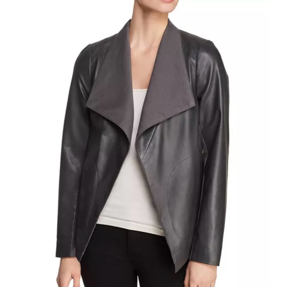 Sz XS Donna Karan Ney York Black Leather Jacket